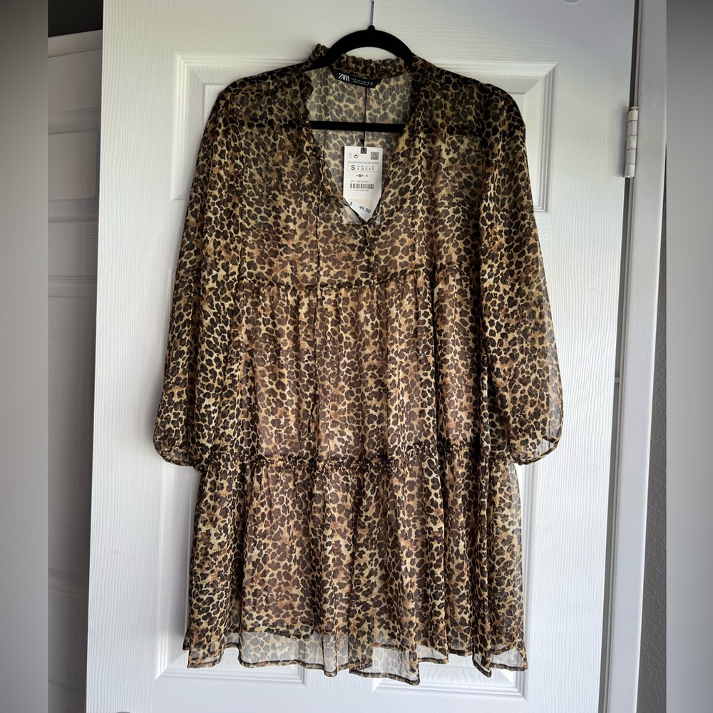 Zara leopard tunic top